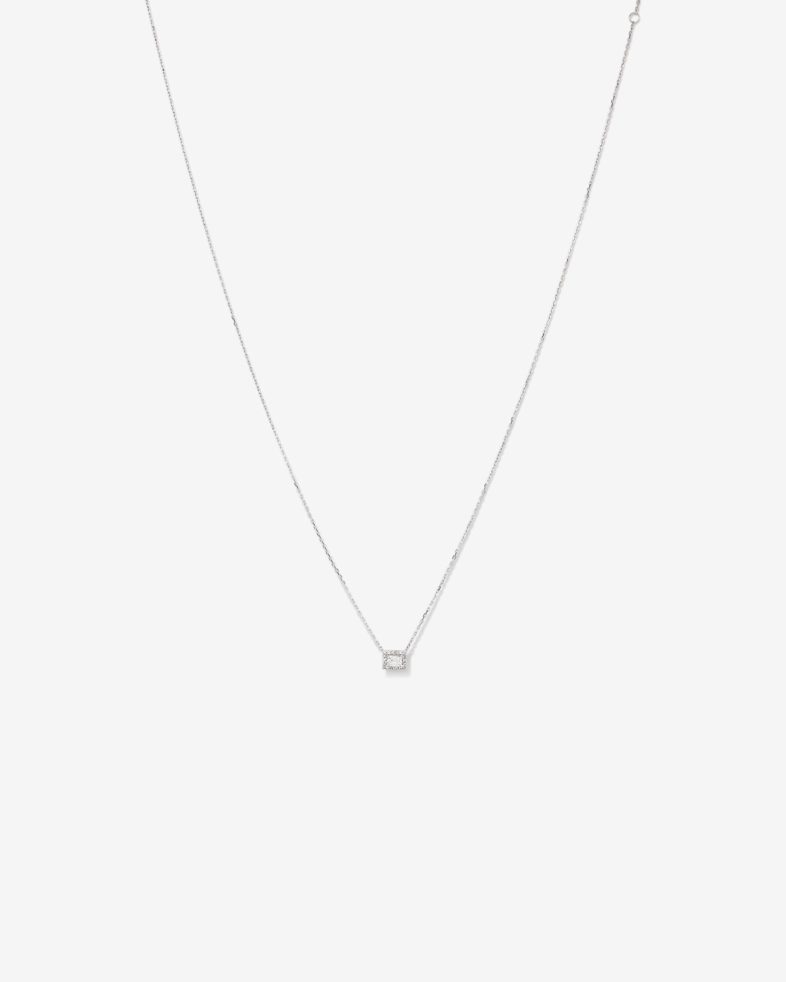 0.23 Carat TW Emerald Diamond Halo Pendant in 10kt White Gold
