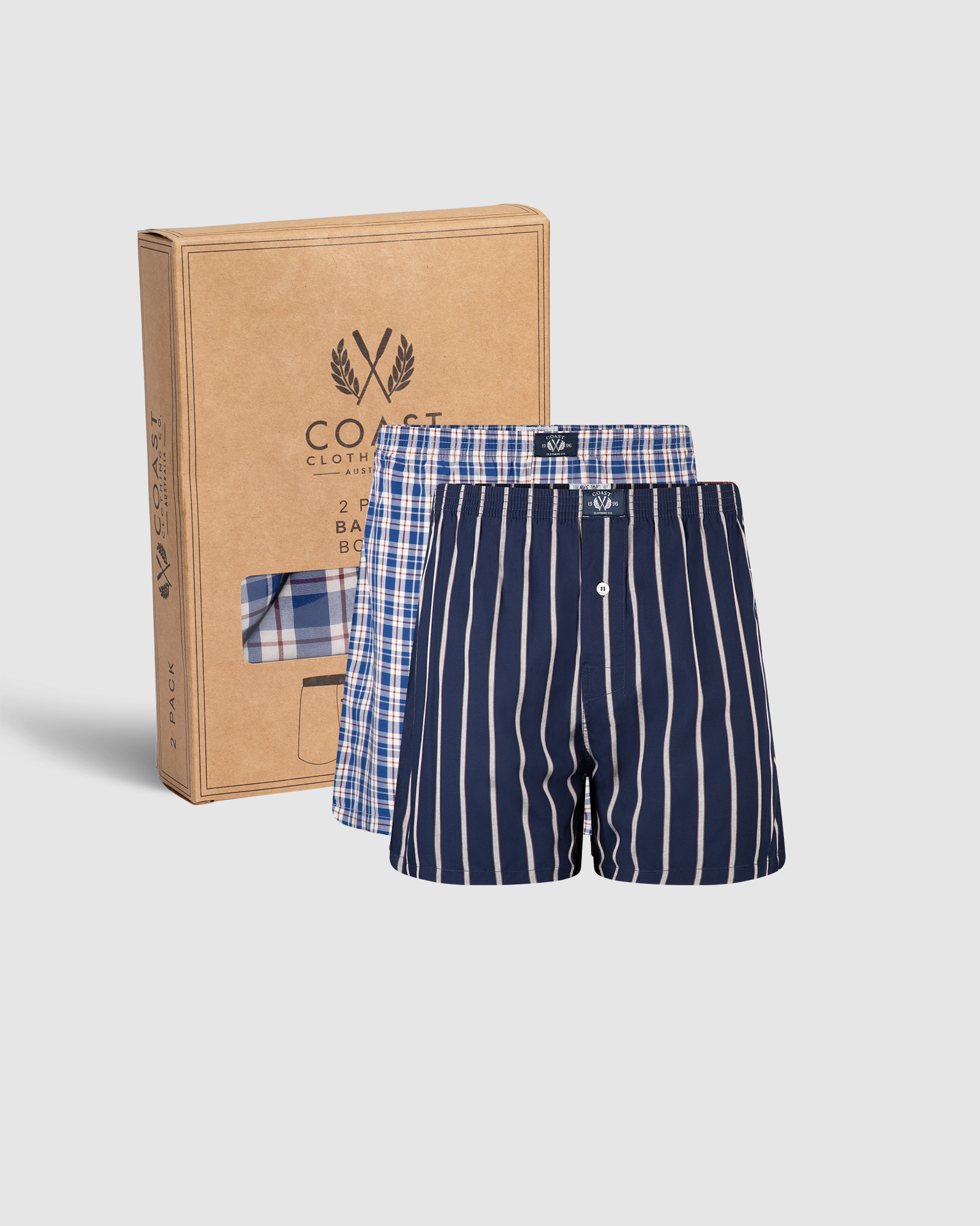 2 Pack Bamboo Boxers In Blue