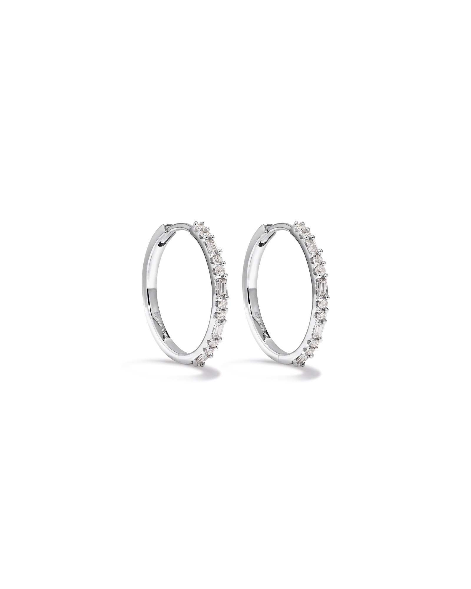 0.25 Carat TW Diamond Dot Dash Hoop Earrings in 10kt White Gold