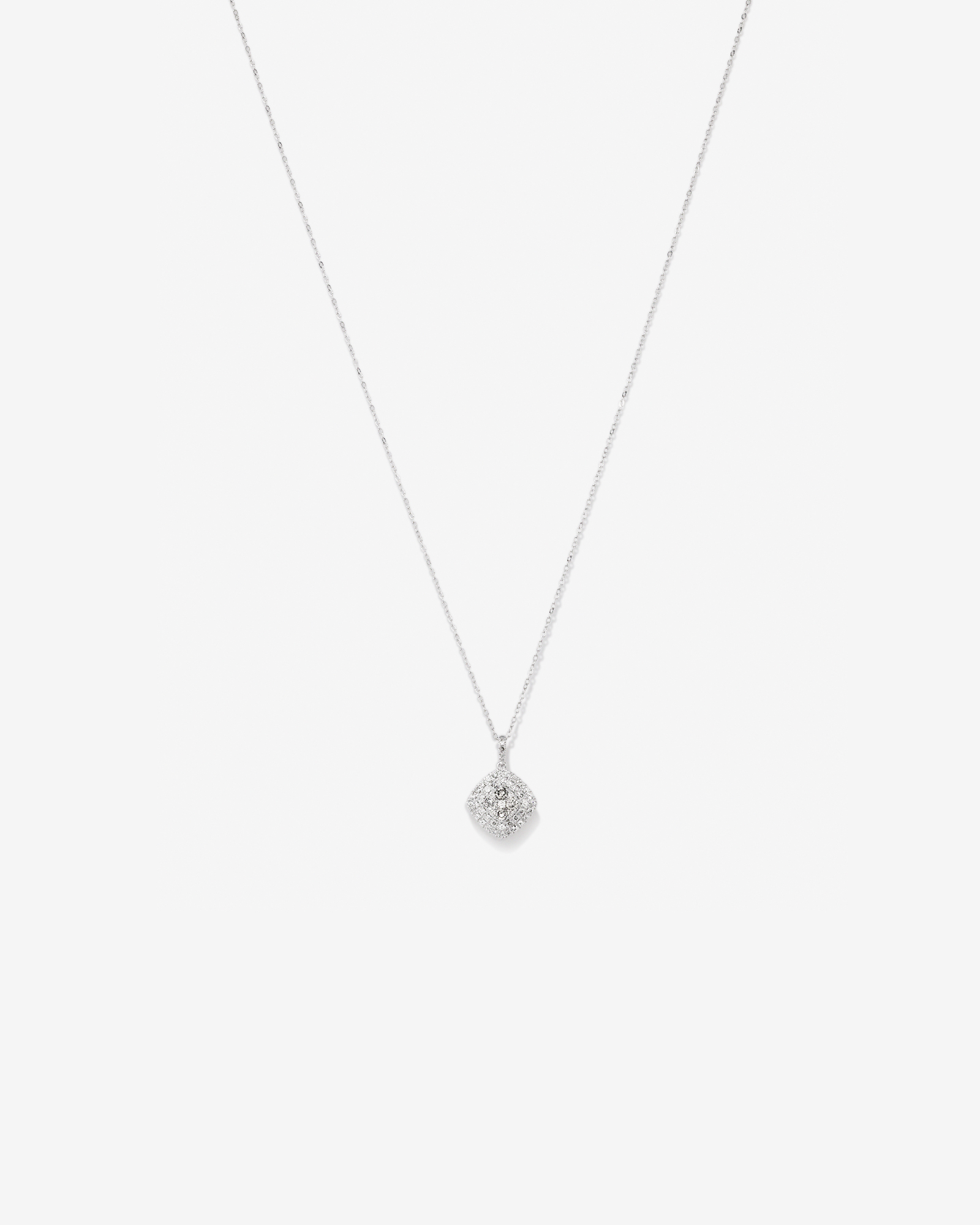 0.65 Carat TW Cushion Shaped Diamond Cluster Pendant with Chain in 10kt White Gold