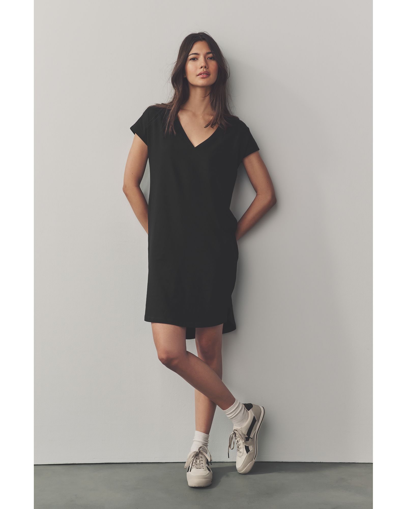 100% Cotton Cap Sleeve V-Neck Mini Dress