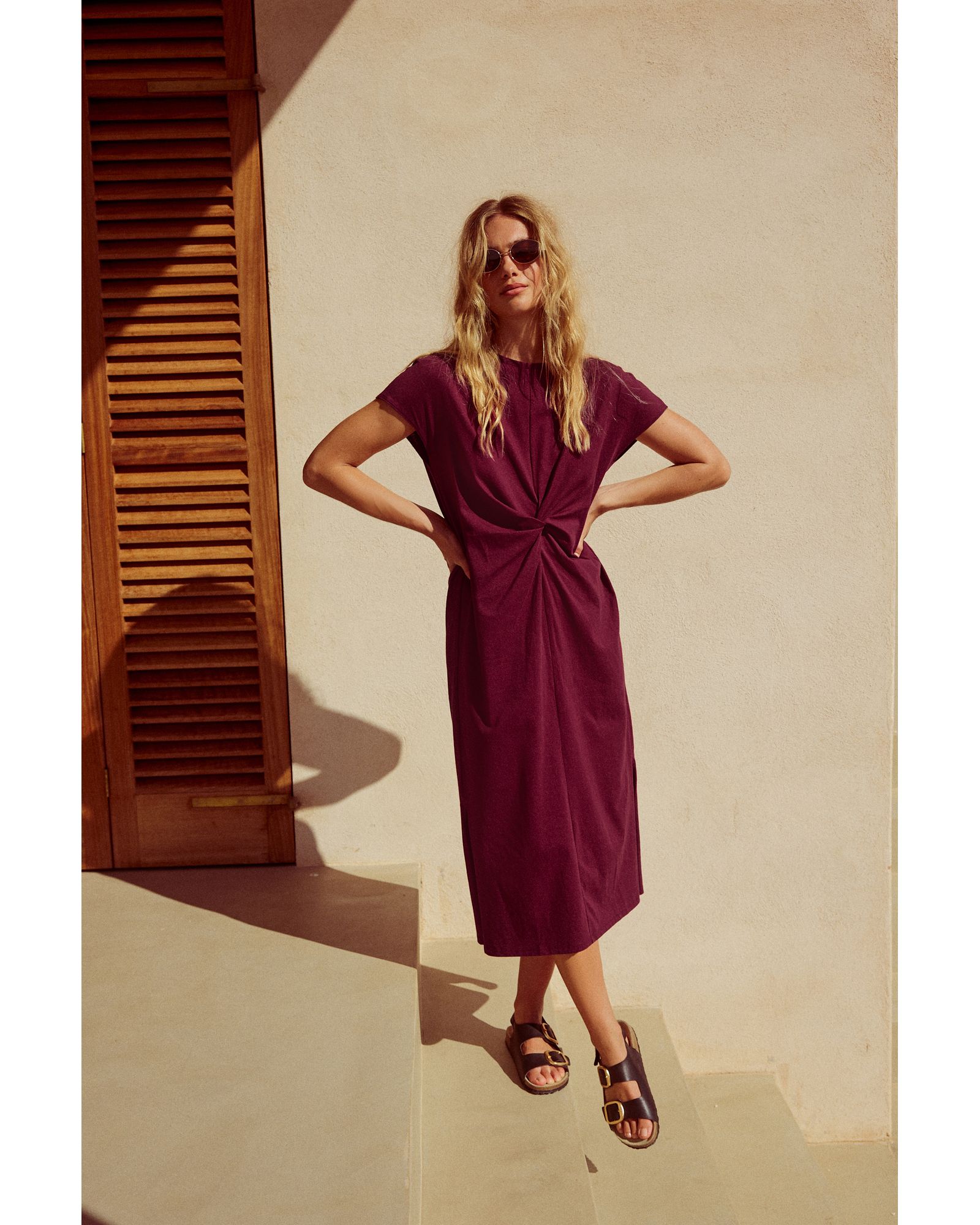 100% Cotton Twist Short Sleeved T-Shirt Summer Dress